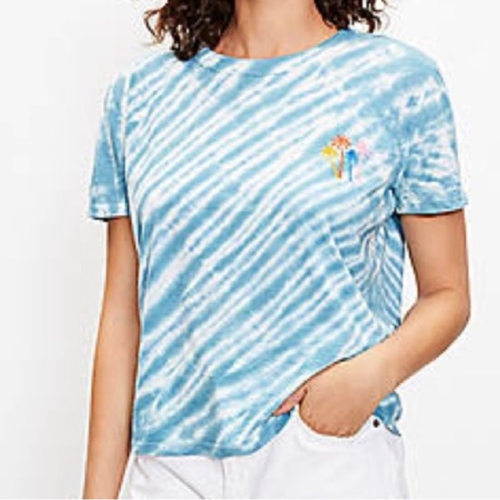 LOFT blue tie dye short sleeve top size XS - Picture 1 of 6